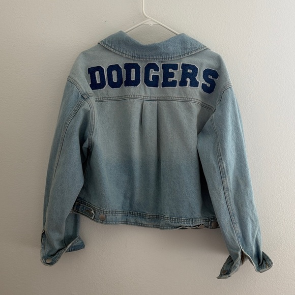 Los Angeles Dodgers Jackets & Blazers - Dodgers Light Blue Denim Jean Jacket - Team Logo Back